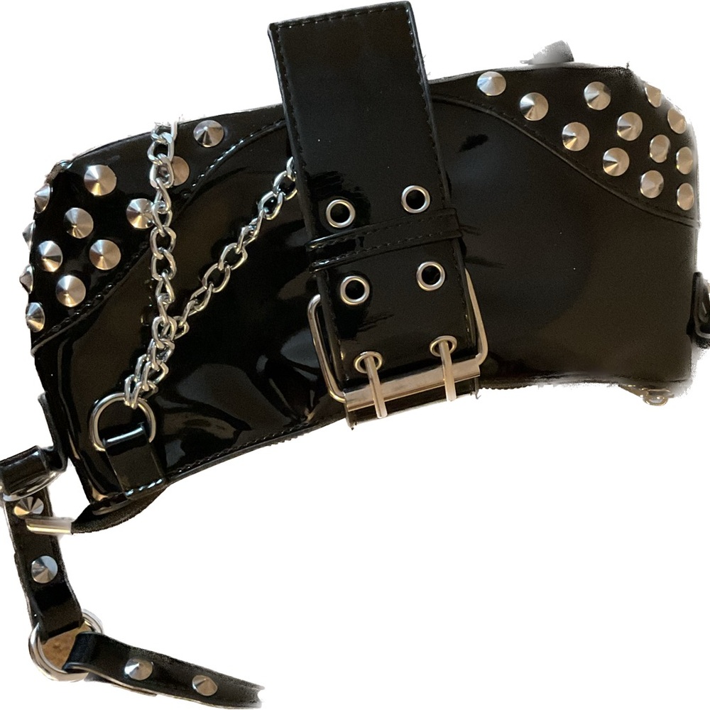 SHEIN Black Studded Shoulder Bag